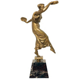 Bronze Sculpture of Lady with Tambourines Signed S Lugli