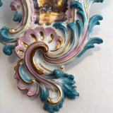 Large Pair of German Rococco Style  Porcelain Two-Light Sconces