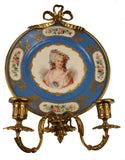 Pair of Antique Sevres Cabinet Plates Mounted as Wall Sconces