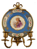 Pair of Antique Sevres Cabinet Plates Mounted as Wall Sconces