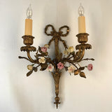 Antique Pair of French Louis XV Style Bronze Wall Sconces