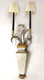 Pair of Two-Light Mirrored Wall Sconces
