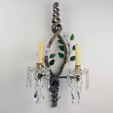 Set of Four 1950s Italian Floral and Beaded Two-Light Wall Sconces