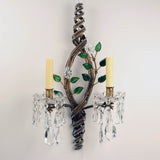 Set of Four 1950s Italian Floral and Beaded Two-Light Wall Sconces