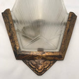 Pair of French Art Deco Bronze and Frosted Glass Wall Sconces