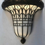 Pair of American Early 20th Century Bronze and Leaded Glass Wall Sconce