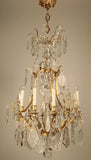 Louis XIV Style Crystal and Gilt Bronze Ten-Light Chandelier