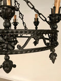 Antique Continental Wrought Iron Chandelier