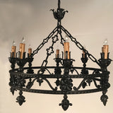 Antique Continental Wrought Iron Chandelier