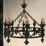 Antique Continental Wrought Iron Chandelier