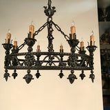Antique Continental Wrought Iron Chandelier