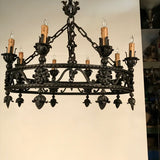 Antique Continental Wrought Iron Chandelier