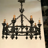 Antique Continental Wrought Iron Chandelier