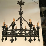 Antique Continental Wrought Iron Chandelier