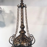 19th Century "Orientalist" Gasolier Lantern with Stained Glass Panels