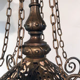 19th Century "Orientalist" Gasolier Lantern with Stained Glass Panels