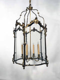 Antique Louis XV Style Five-Panel Bronze Hall Lantern