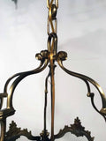 Antique Louis XV Style Five-Panel Bronze Hall Lantern