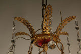 French Neoclassical Style Gilt Bronze and Ruby Glass Chandelier