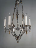French Parcel-Gilt and Silvered Bronze Chandelier, in the Gothic Taste