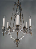 French Parcel-Gilt and Silvered Bronze Chandelier, in the Gothic Taste