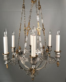 French Parcel-Gilt and Silvered Bronze Chandelier, in the Gothic Taste