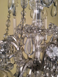 French Silvered Bronze and Cut Crystal Twelve-Light Chandelier