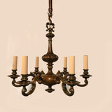 Dutch Style Bronze Six-Arm Chandelier