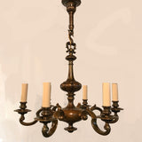 Dutch Style Bronze Six-Arm Chandelier