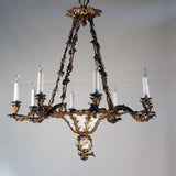 French Louis XV Style Rococo Bronze and Glass Eight-Light Chandelier