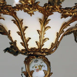 French Louis XV Style Rococo Bronze and Glass Eight-Light Chandelier