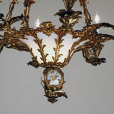 French Louis XV Style Rococo Bronze and Glass Eight-Light Chandelier