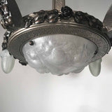 Art Deco Hammered Steel Four Arm Chandelier