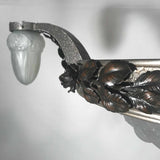 Art Deco Hammered Steel Four Arm Chandelier