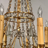 Antique French Louis XV style Eight-Light Gilt Bronze and Crystal Chandelier