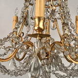 Antique French Louis XV style Eight-Light Gilt Bronze and Crystal Chandelier