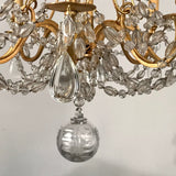 Antique French Louis XV style Eight-Light Gilt Bronze and Crystal Chandelier