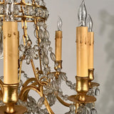Antique French Louis XV style Eight-Light Gilt Bronze and Crystal Chandelier