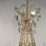 Antique French Louis XV style Eight-Light Gilt Bronze and Crystal Chandelier