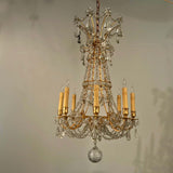 Antique French Louis XV style Eight-Light Gilt Bronze and Crystal Chandelier