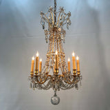 Antique French Louis XV style Eight-Light Gilt Bronze and Crystal Chandelier