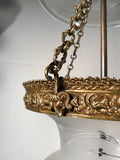 Bronze Mounted, Frosted  and Hand Cut Bell Jar Lantern