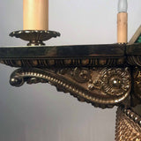 American Neo-Renaissance Gilt Bronze and Green Slag Glass Chandelier