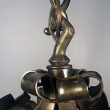 American Neo-Renaissance Gilt Bronze and Green Slag Glass Chandelier