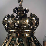 American Neo-Renaissance Gilt Bronze and Green Slag Glass Chandelier