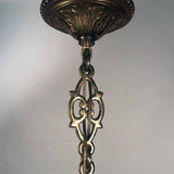 American Neo-Renaissance Gilt Bronze and Green Slag Glass Chandelier