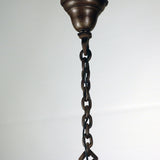 Arts & Crafts Wrought Iron and Steuben Aurene Chandelier