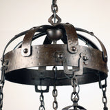 Arts & Crafts Wrought Iron and Steuben Aurene Chandelier