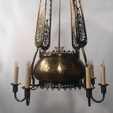 Brass Oriental Eight-Arm Chandelier