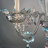 Italian Six Light Murano Lead Crystal Chandelier